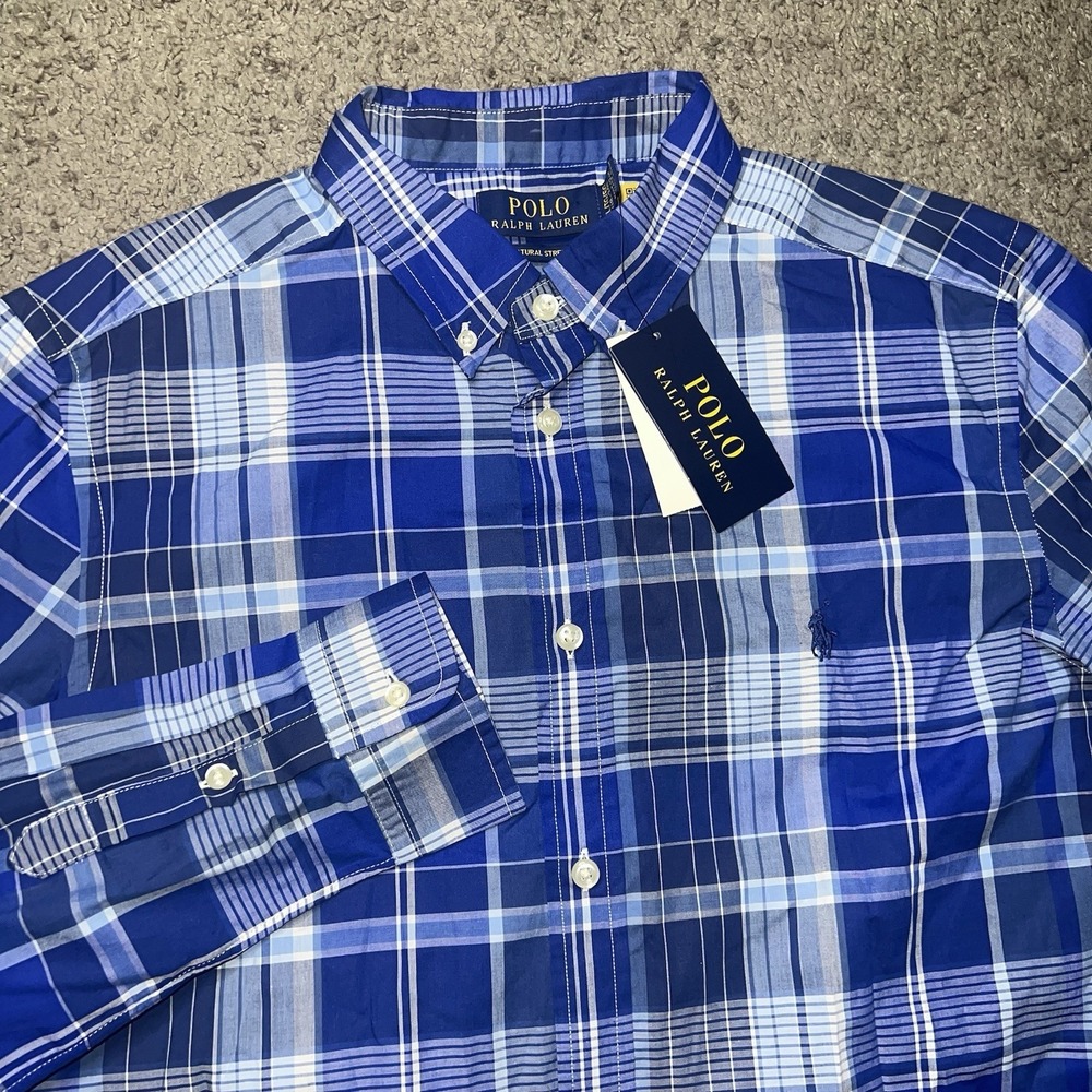 Polo Ralph‎ Lauren Classic-Fit Plaid Button-Down Cotton Oxford Shirt  XL 18-20